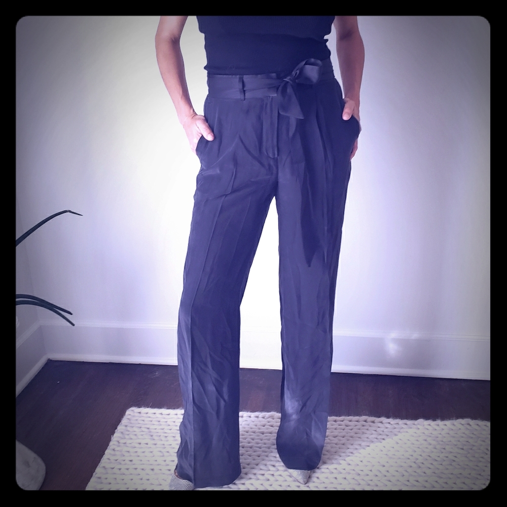 Equipment silk wide-leg pants